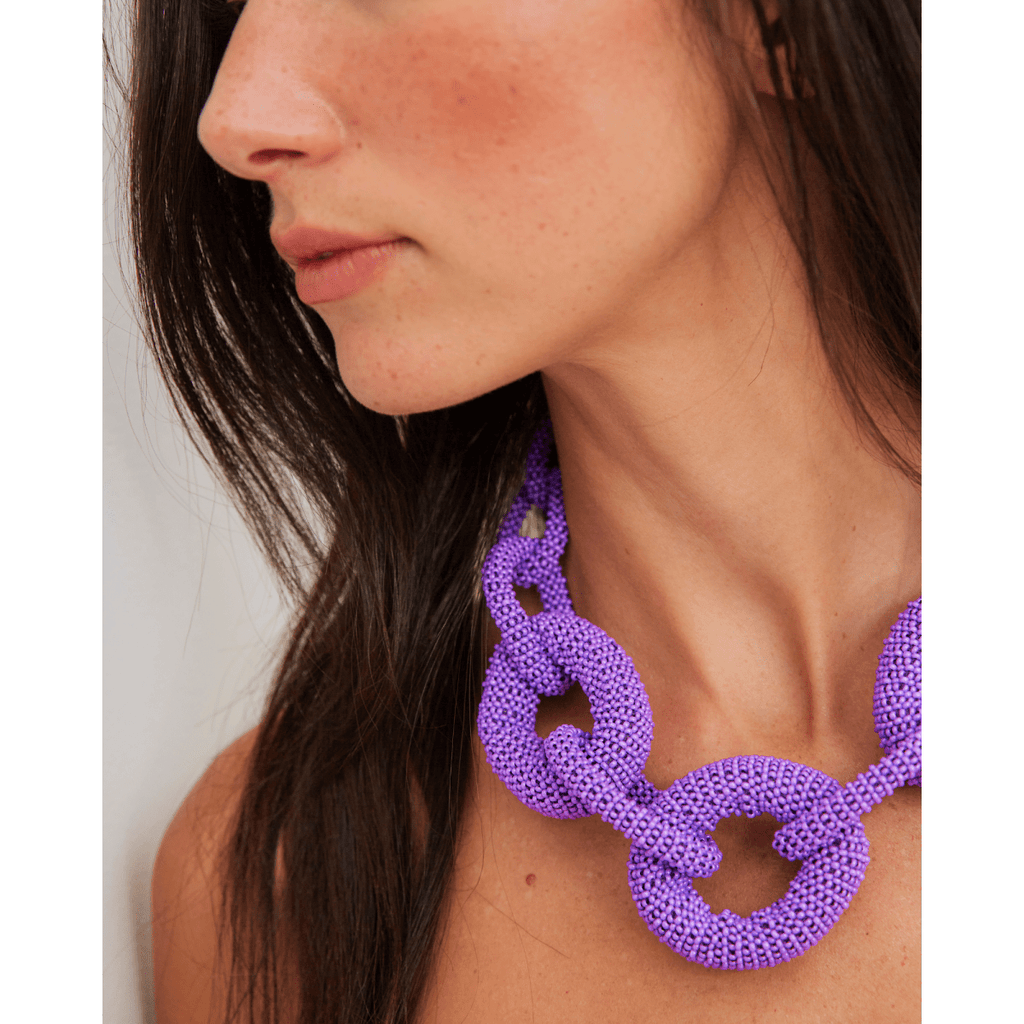 AnimazulJetlagmodeJetlagmode - Link Beaded Necklace - Purple