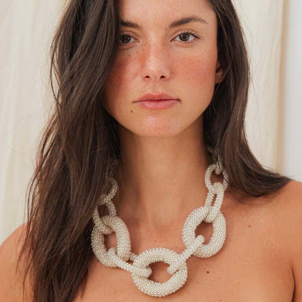 AnimazulJetlagmodeJetlagmode - Link Beaded Necklace - Silver