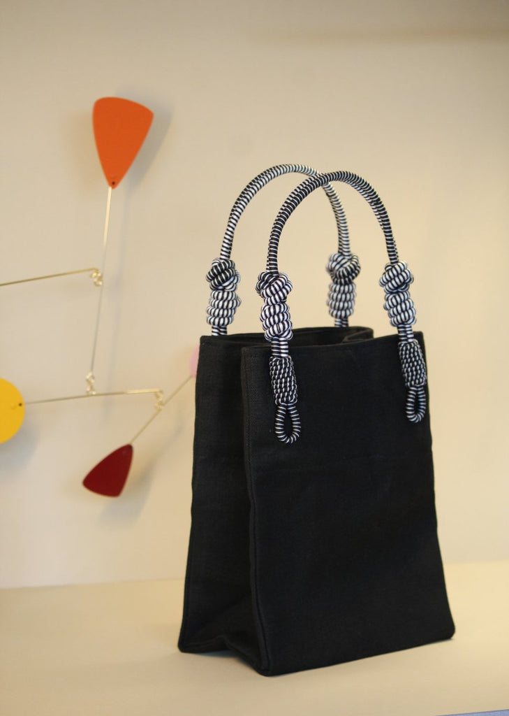 AnimazulSequence CollectionSequence Collection - 2 Knot Handle Mini Tote - Black Canvas