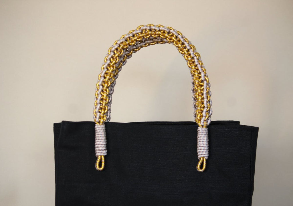 AnimazulSequence CollectionSequence Collection - Braided Handle Market Tote - Black & Gold